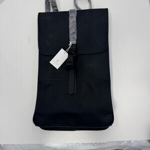 Rains Ripple Classic Black Water Resistant Large Backpack Durable Polyester Bag